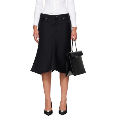 Balenciaga Balenciaga Black Flared Denim Midi Skirt
