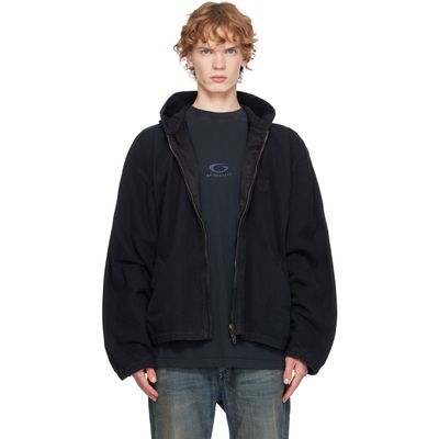 Balenciaga Balenciaga Black Hooded Zip-Up Jacket