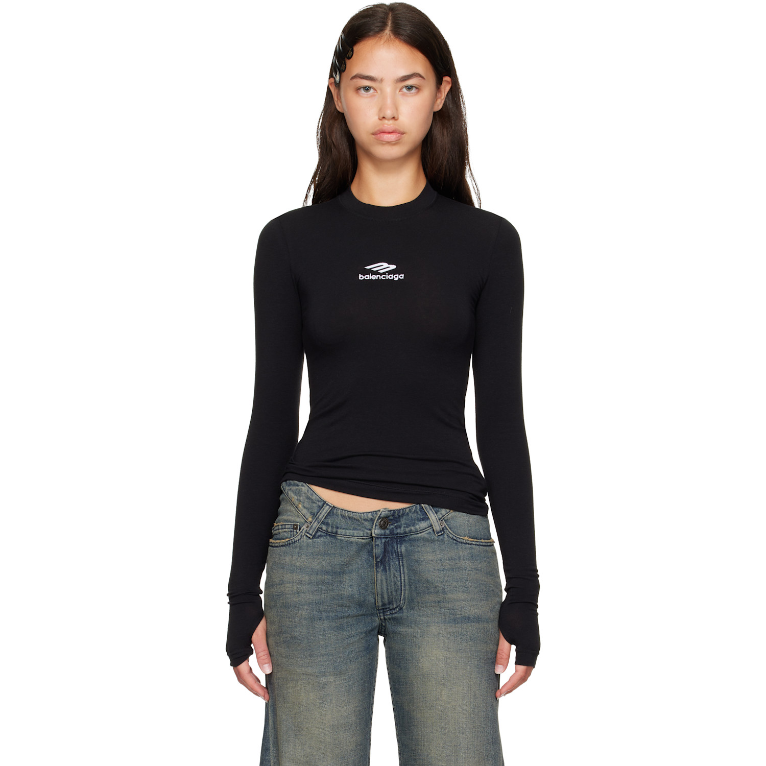 Balenciaga - Black Ski Fitted Crewneck T-shirt