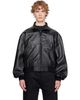 Balenciaga Balenciaga Black Smooth Semi Grainy Leather Bomber Jacket - 1