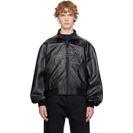 Balenciaga Balenciaga Black Smooth Semi Grainy Leather Bomber Jacket