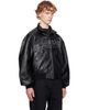 Balenciaga Balenciaga Black Smooth Semi Grainy Leather Bomber Jacket - 2