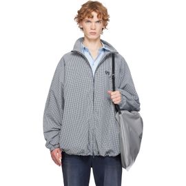 Balenciaga Balenciaga Blue & Beige Cotton Linen Check Zip-Up Jacket