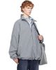 Balenciaga Balenciaga Blue & Beige Cotton Linen Check Zip-Up Jacket - 2