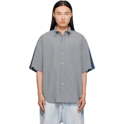 Balenciaga Balenciaga Blue Check Hybrid Shirt