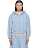 Balenciaga Balenciaga Blue Embroidered Zip-Up Hoodie - 1