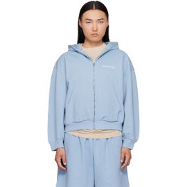 Balenciaga Balenciaga Blue Embroidered Zip-Up Hoodie