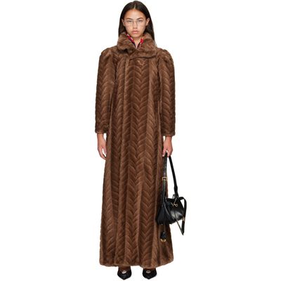Balenciaga Balenciaga Brown Cable Knit Faux Fur Coat