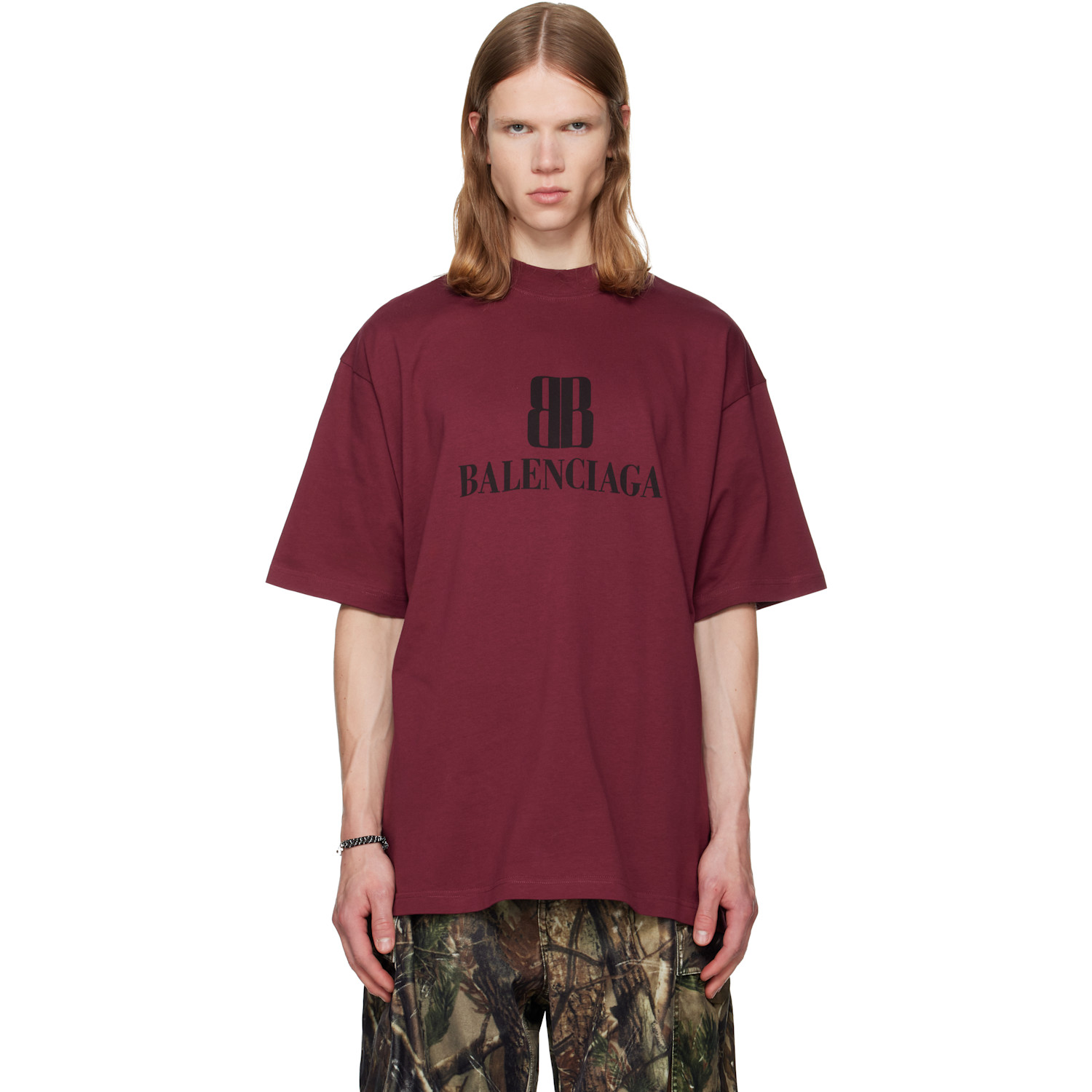 Balenciaga - Burgundy Nano BB Medium Fit T-shirt