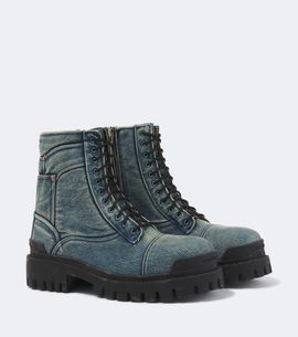Balenciaga Balenciaga Combat Strike denim lace-up boots