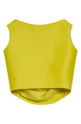 Balenciaga Balenciaga Crop Wool & Silk Drape Back Top