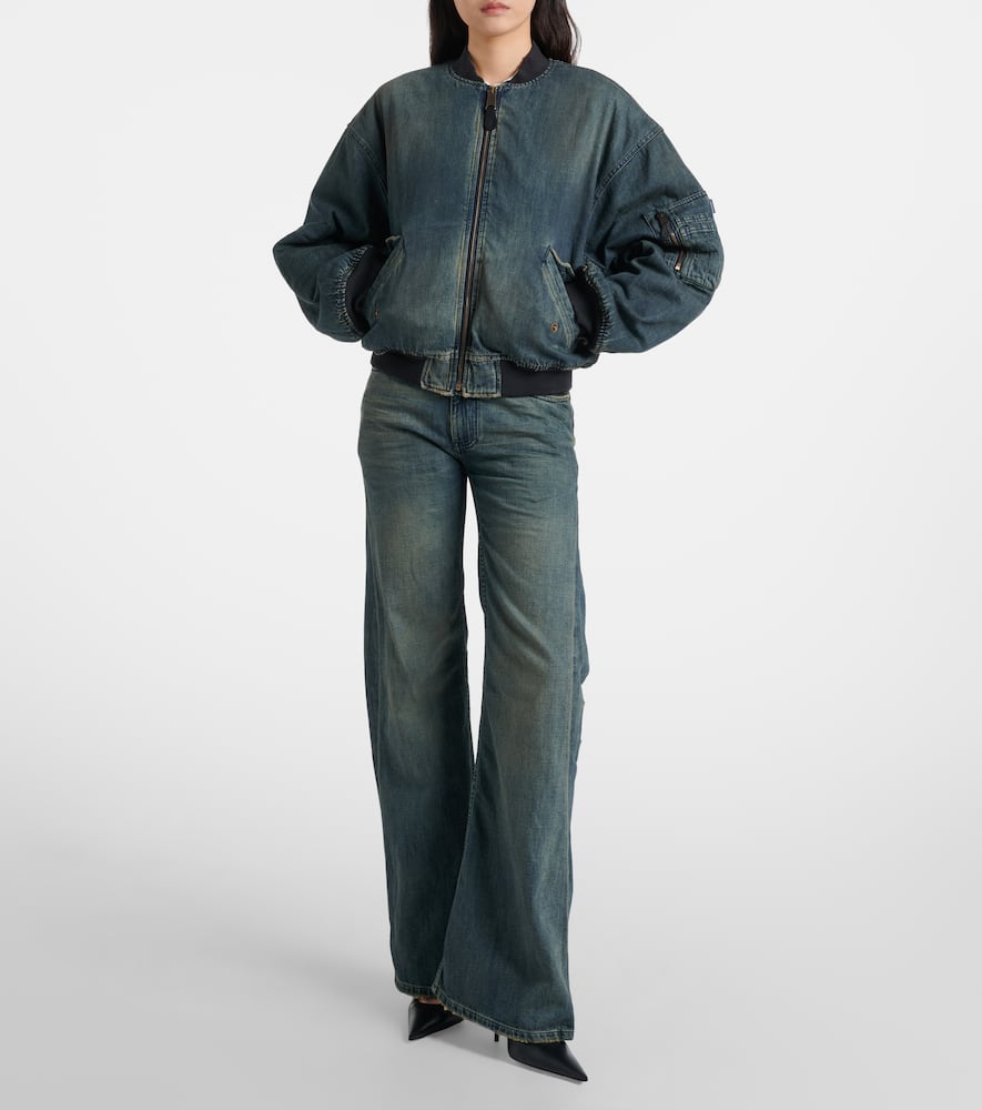 Balenciaga - Distressed denim bomber jacket