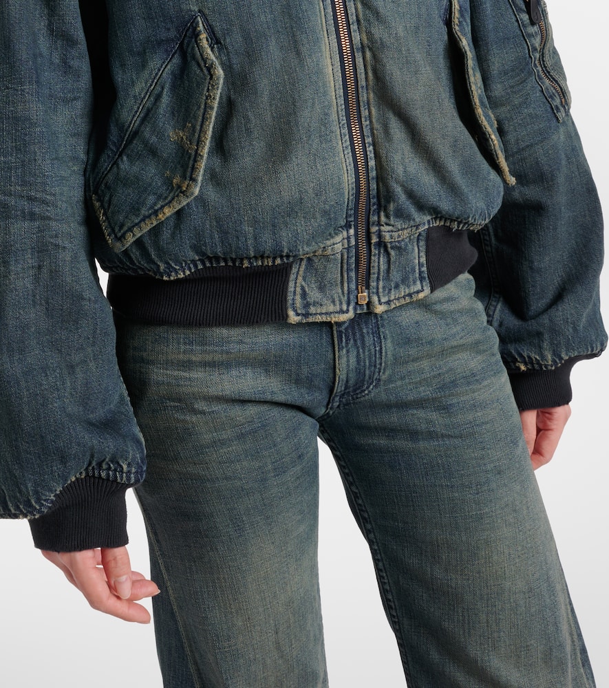 Balenciaga - Distressed denim bomber jacket
