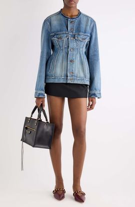 Balenciaga Balenciaga Distressed Organic Cotton Japanese Denim Hourglass Jacket