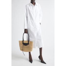 Balenciaga Balenciaga Draped Back Long Sleeve Cotton Poplin Shirtdress