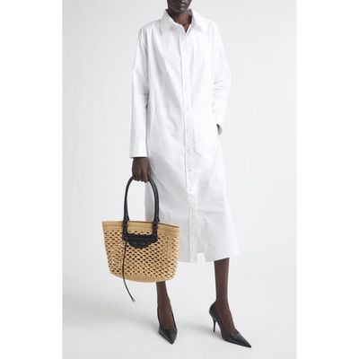 Balenciaga Balenciaga Draped Back Long Sleeve Cotton Poplin Shirtdress