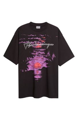Balenciaga Balenciaga Dream Distressed Cotton Jersey Graphic T-Shirt