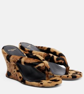 Balenciaga Balenciaga Gaeta calf hair wedge thong sandals