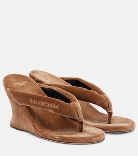 Balenciaga Balenciaga Gaeta velvet wedge thong sandals
