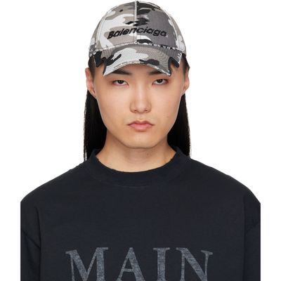 Balenciaga Balenciaga Gray & Black Camo Cotton Ripstop Cap