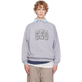 Balenciaga Balenciaga Gray & Blue 'CEO' Team Logo Dry Molleton Shirt Crewneck