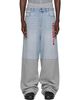 Balenciaga Balenciaga Gray & Blue Paneled Terry Denim Jeans - 1