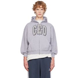 Balenciaga Balenciaga Gray 'CEO' Team Logo Small Fit Zip-Up Hoodie