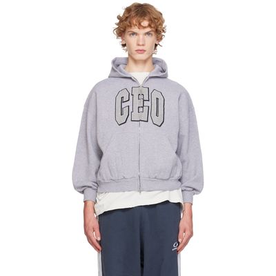 Balenciaga Balenciaga Gray 'CEO' Team Logo Small Fit Zip-Up Hoodie