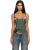 Balenciaga Balenciaga Green Patched Cotton Hybrid Cable Knit Tank Top - 1