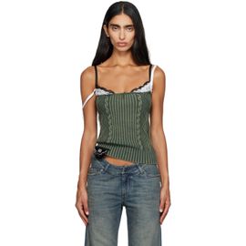 Balenciaga Balenciaga Green Patched Cotton Hybrid Cable Knit Tank Top