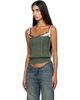 Balenciaga Balenciaga Green Patched Cotton Hybrid Cable Knit Tank Top - 4
