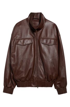 Balenciaga Balenciaga High Collar Leather Bomber Jacket