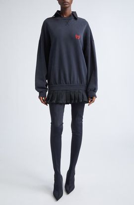 Balenciaga Balenciaga Hybrid Long Sleeve Cotton Sweatshirt Minidress