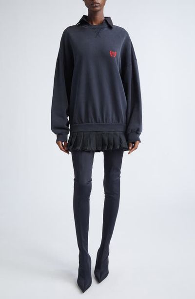 Balenciaga Balenciaga Hybrid Long Sleeve Cotton Sweatshirt Minidress