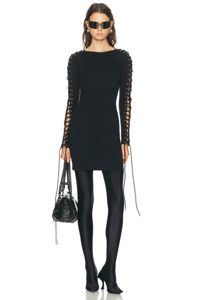 Balenciaga Balenciaga Lace Up Long Sleeve Dress