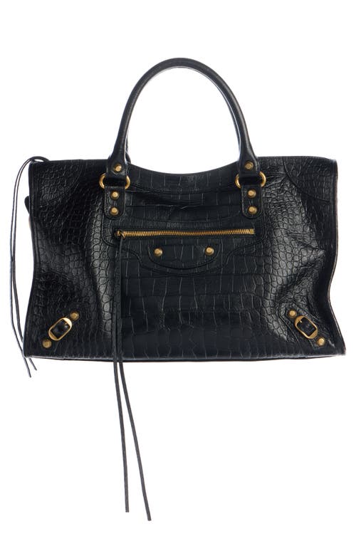 Balenciaga Balenciaga Le City Croc Embossed Leather Satchel