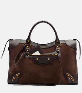 Balenciaga Balenciaga Le City Medium leather-trimmed suede top-handle bag