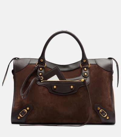 Balenciaga Balenciaga Le City Medium leather-trimmed suede top-handle bag