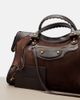 Balenciaga Balenciaga Le City Medium leather-trimmed suede top-handle bag - 6