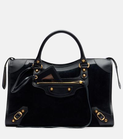 Balenciaga Balenciaga Le City Medium leather-trimmed suede tote bag