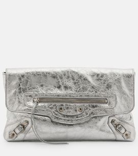 Balenciaga Balenciaga Le City metallic leather clutch