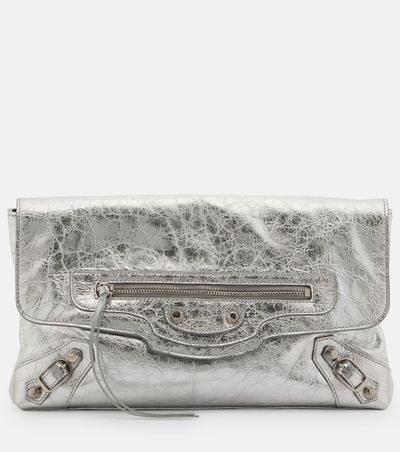 Balenciaga Balenciaga Le City metallic leather clutch