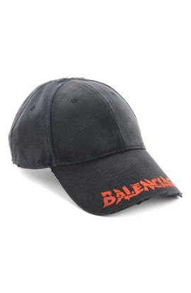 Balenciaga Balenciaga Logo Distressed Cotton Drill Baseball Cap