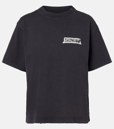 Balenciaga Balenciaga Logo distressed cotton jersey T-shirt
