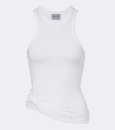 Balenciaga Balenciaga Logo gathered cotton jersey tank top