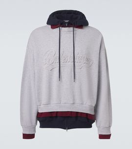 Balenciaga Balenciaga Logo layered cotton jersey hoodie