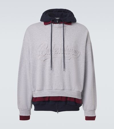 Balenciaga Balenciaga Logo layered cotton jersey hoodie