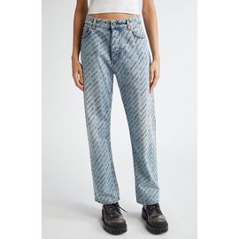 Balenciaga Balenciaga Logo Print Side Buckle Loose Fit Jeans