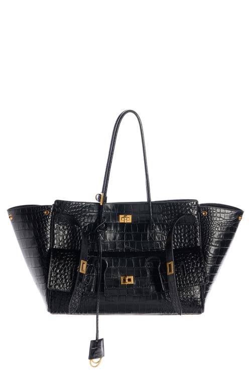 Balenciaga Balenciaga Medium Bel Air Carry All Croc Embossed Leather Tote