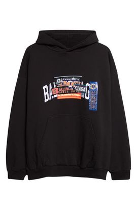Balenciaga Balenciaga Medium Fit Bumper Stickers Appliqué Graphic Hoodie